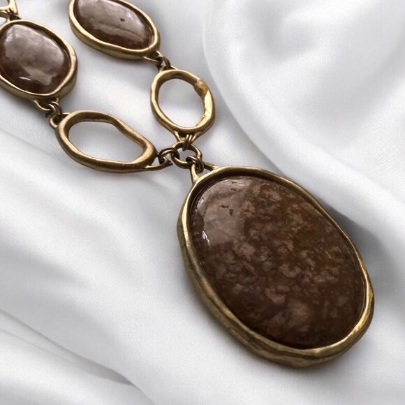 HUGE Chico’s Metal Stone Statement Necklace - Picture 6 of 8